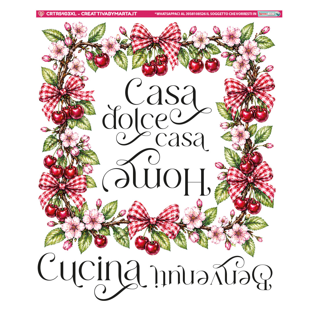 Ghirlanda con ciliegie e scritta Casa dolce casa