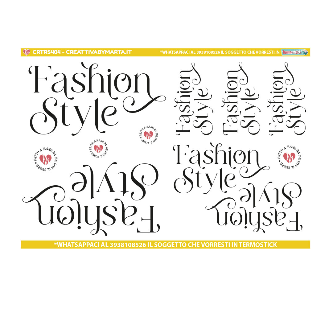 Grafica tipografica Fashion Style con scritte decorative