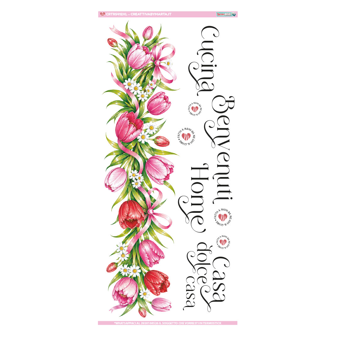 Decorazione floreale con tulipani e scritta Cucina