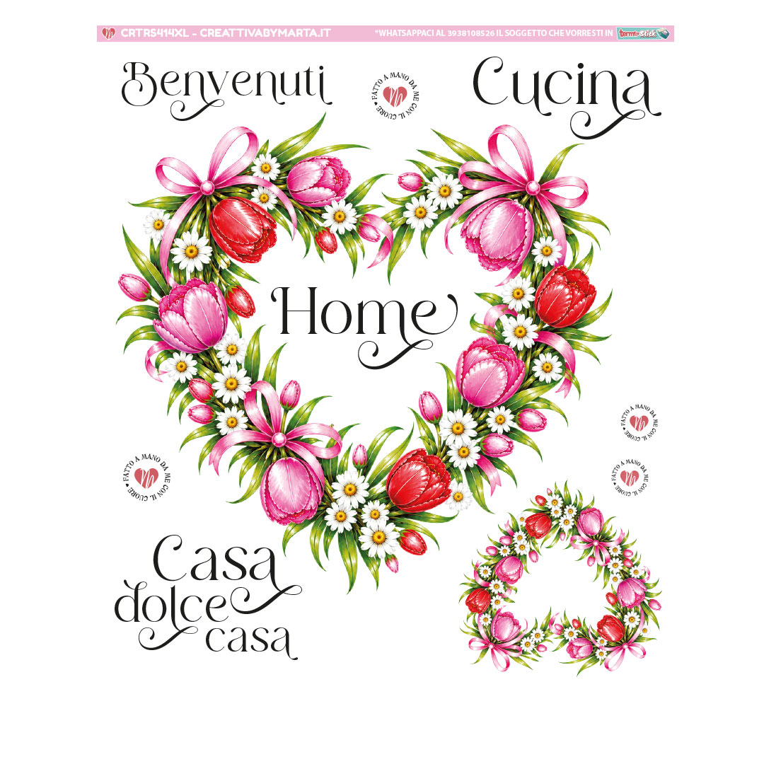 Ghirlanda floreale a cuore con tulipani rosa
