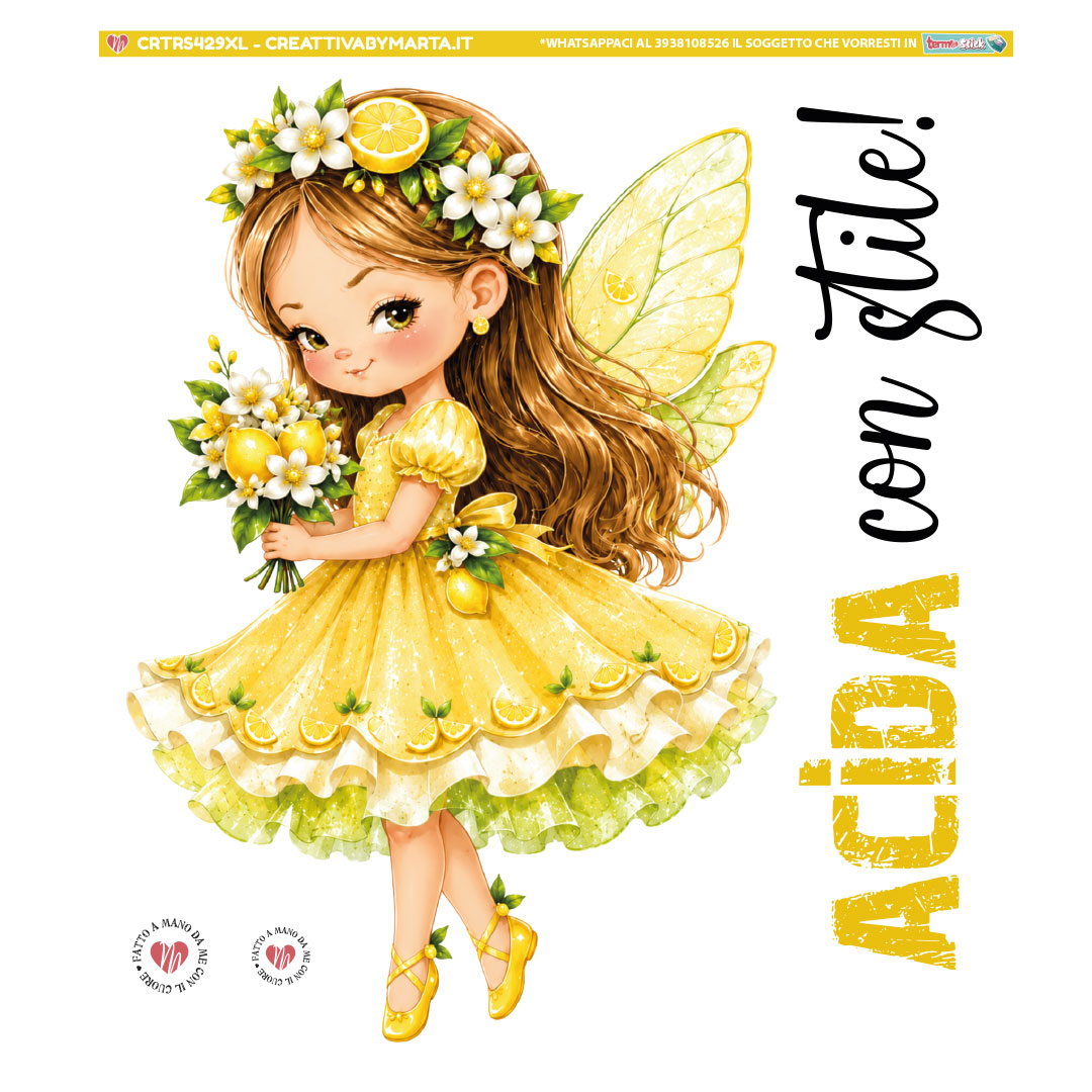 Fatina bambina vestito giallo tema limoni