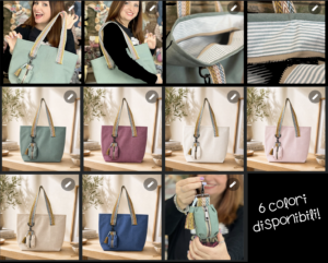 Borsa tote colorata con manici fantasia