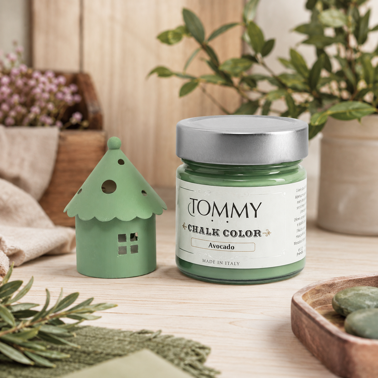 Barattolo vernice chalk verde Avocado con casetta