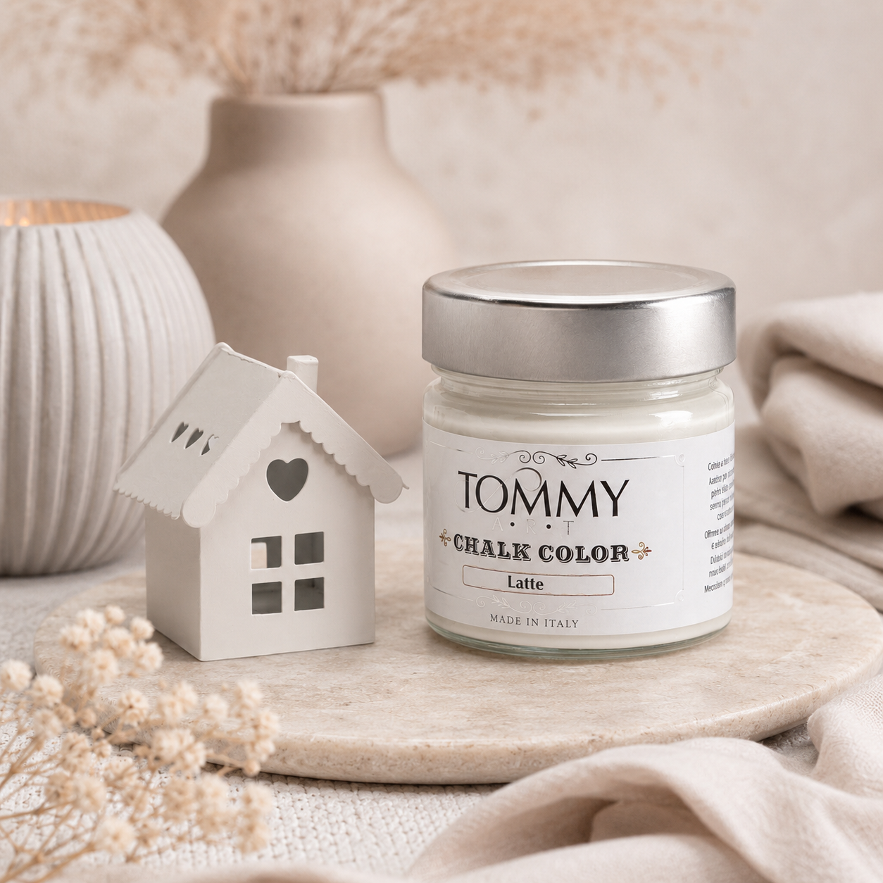 Candela in barattolo Tommy Art Latte
