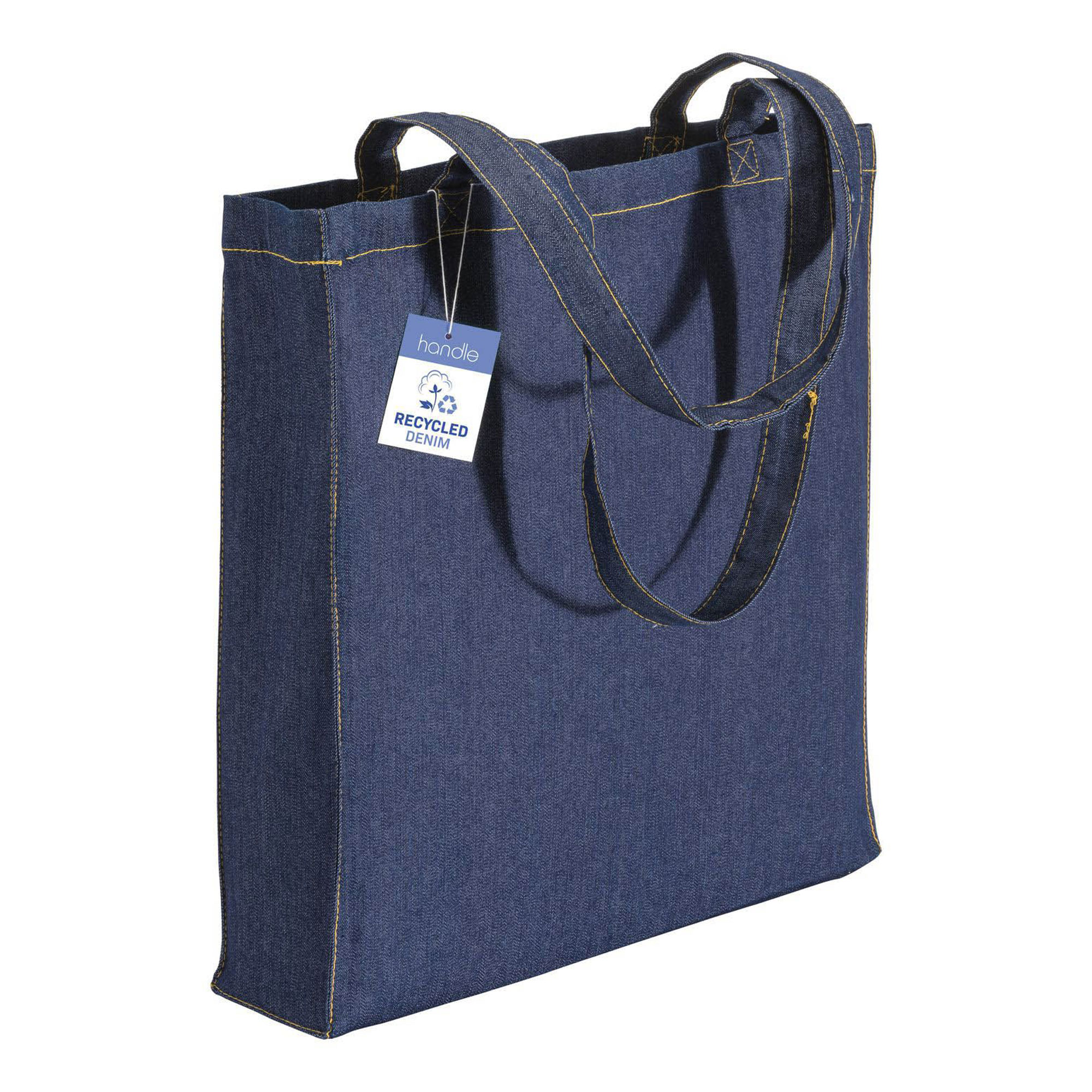 Borsa shopper in denim riciclato con manici