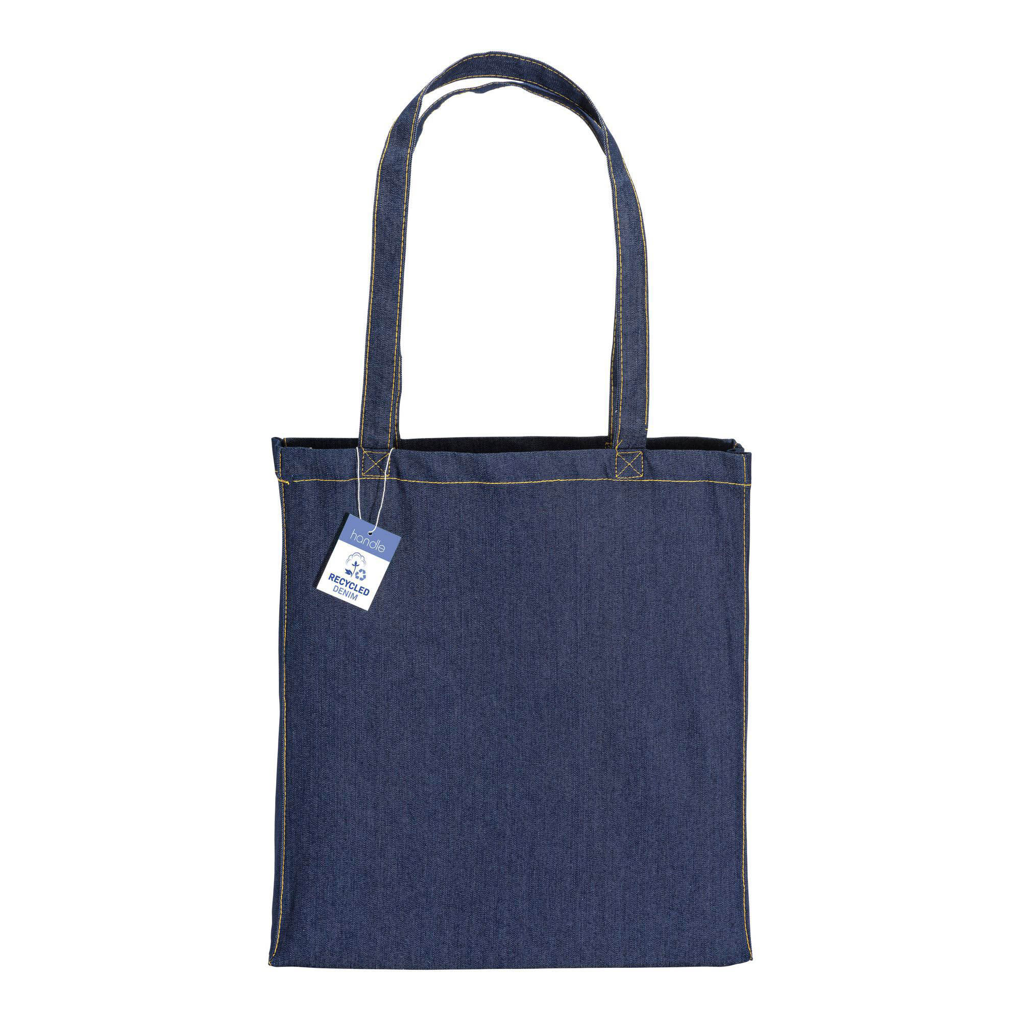 Borsa tote in denim riciclato blu