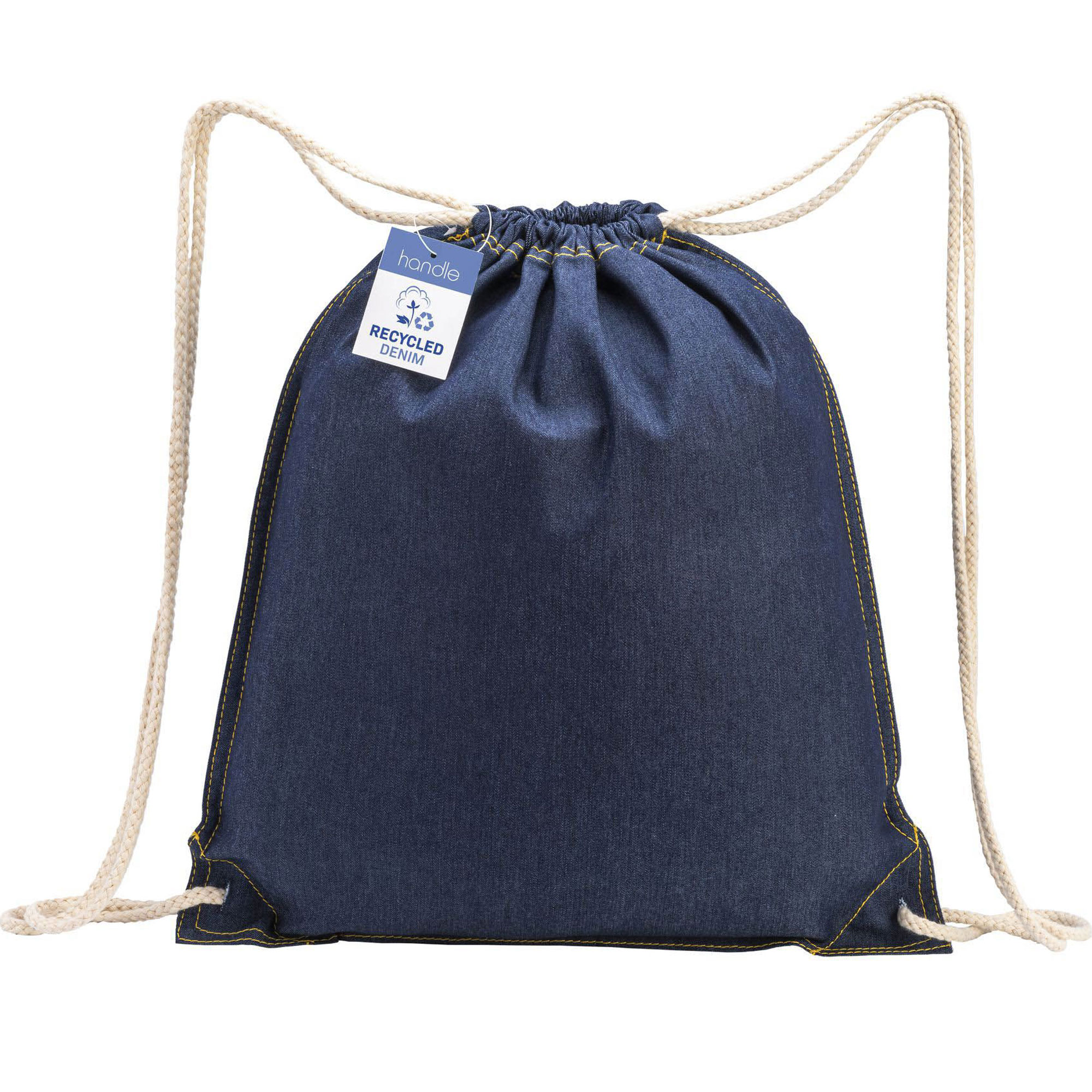 Zaino a sacco in denim riciclato blu