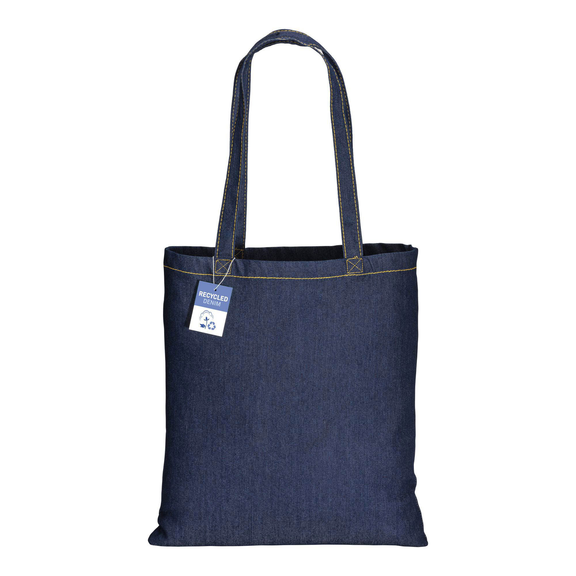 Borsa tote in denim riciclato blu