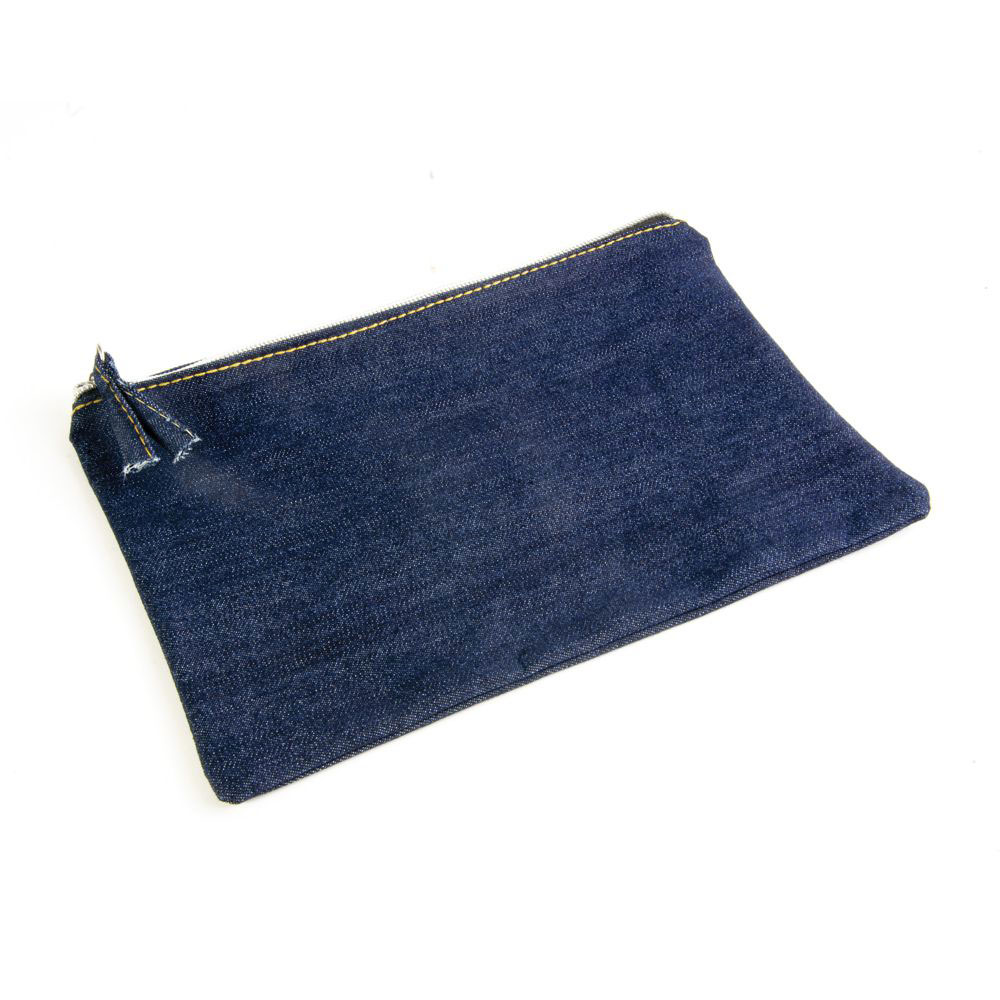 Astuccio in denim blu con cerniera