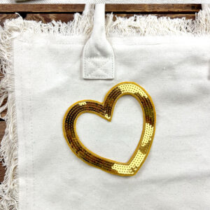 Borsa in tela con cuore dorato glitterato