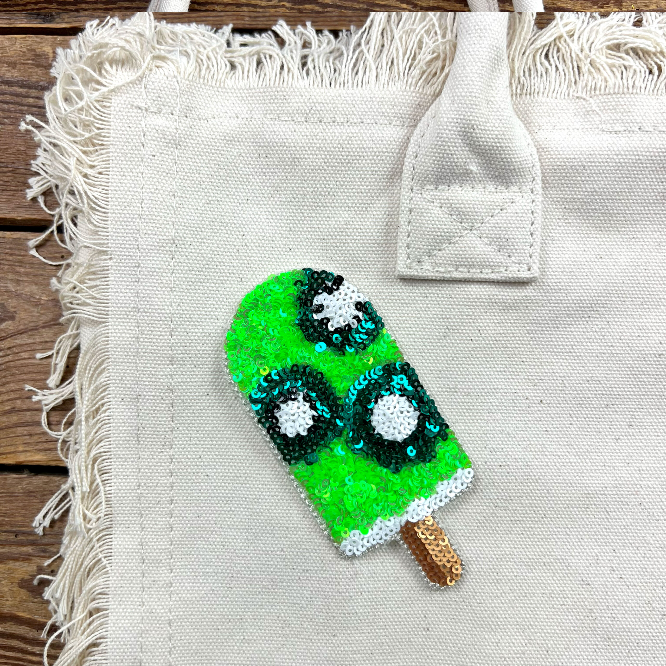 Borsa in tela con patch gelato verde