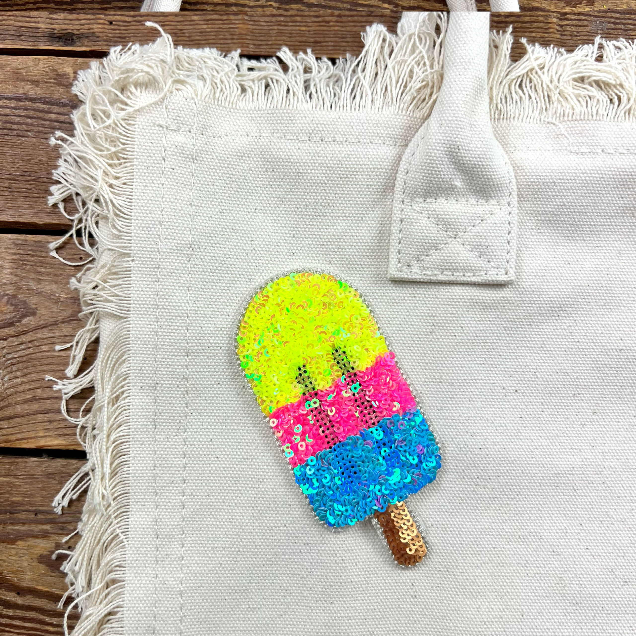 Borsa in tela con patch gelato colorato