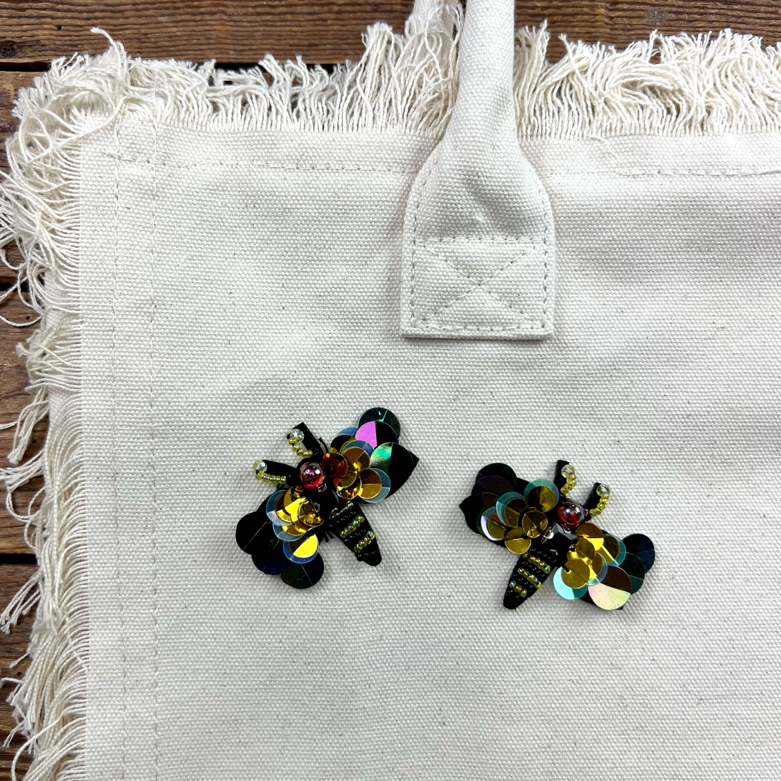 Borsa tote in tela con api decorative