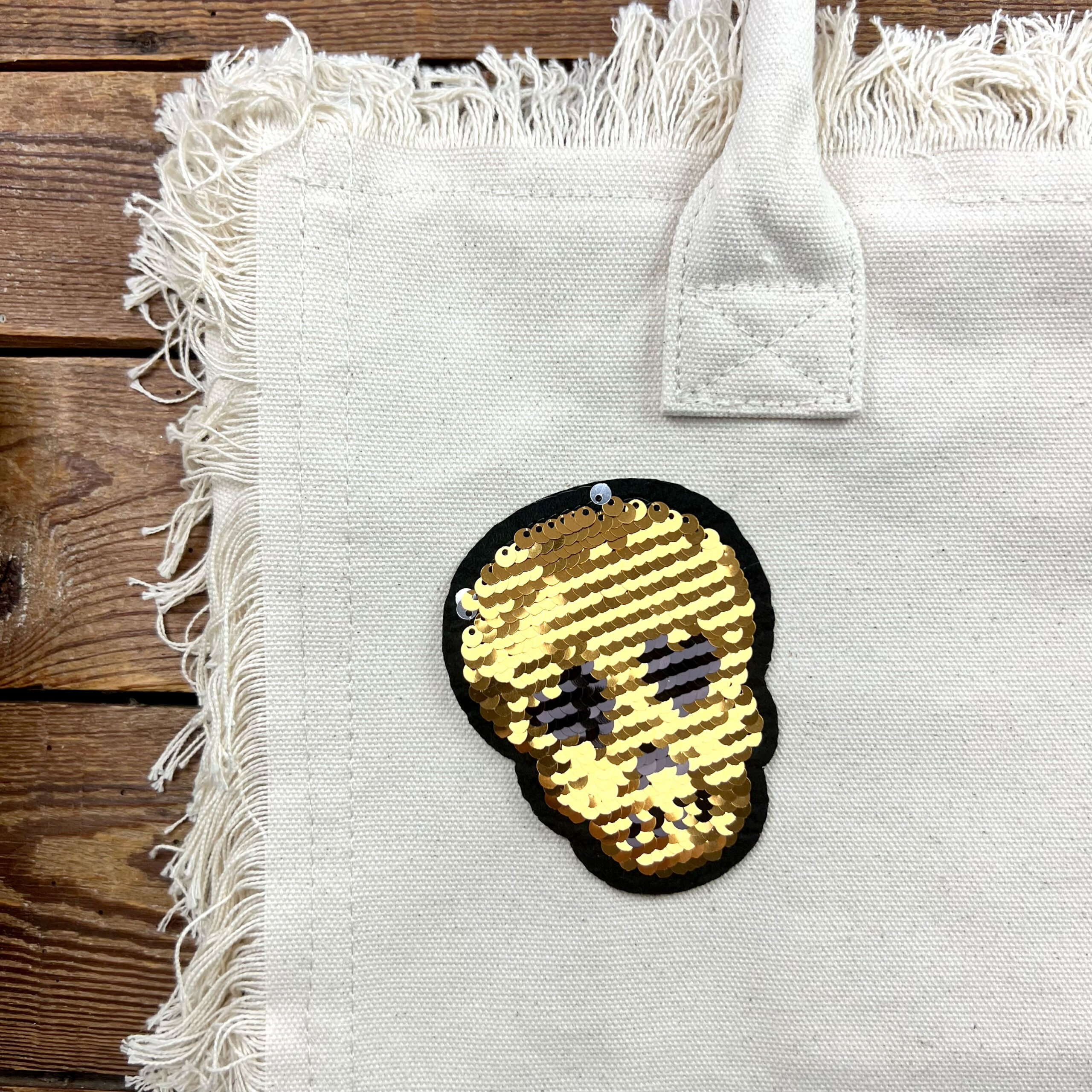 Borsa in tela con ape dorata scintillante