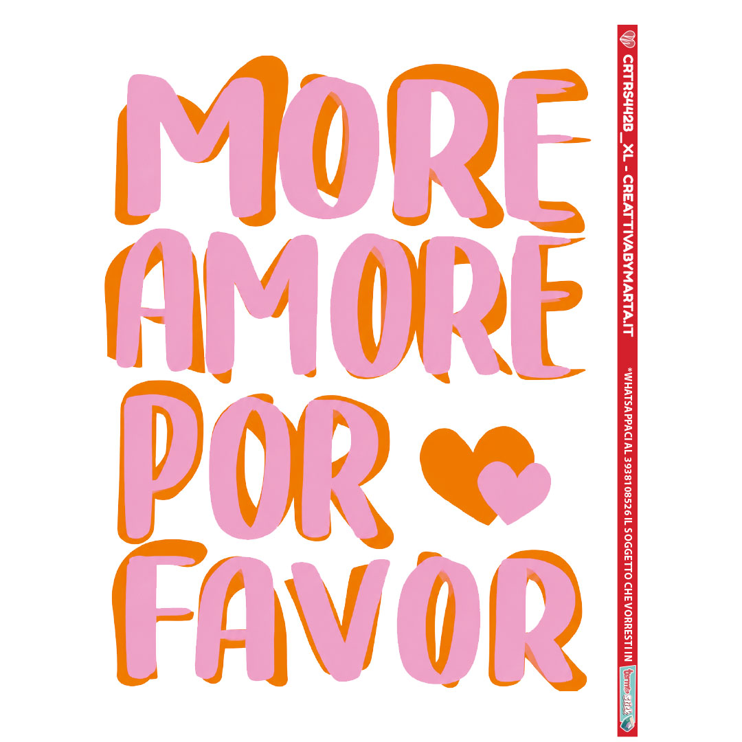 Scritta colorata More Amore Por Favor con cuori