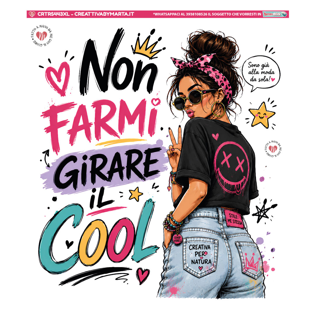 Illustrazione ragazza trendy con scritta motivazionale colorata