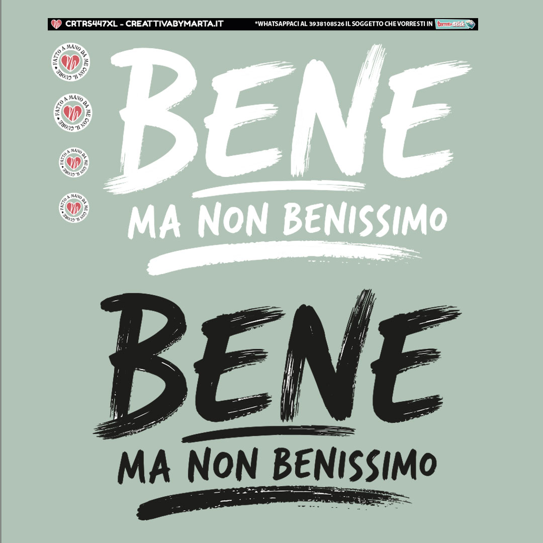 Scritta BENE MA NON BENISSIMO su sfondo verde