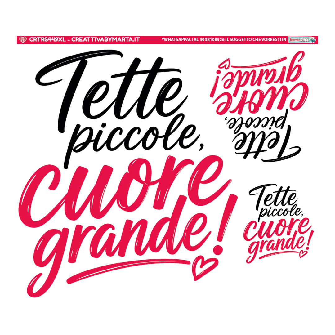 Scritta Tette piccole, cuore grande stilizzata