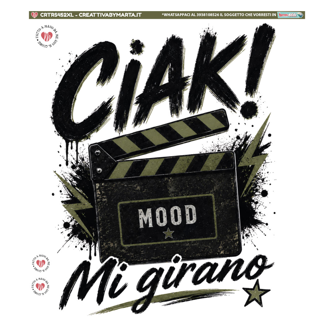 Grafica con ciak cinematografico e scritta Mi girano