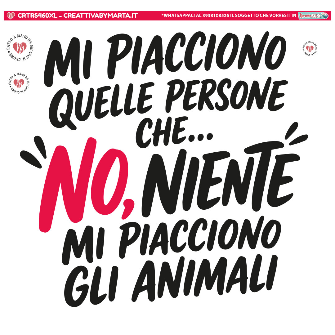 Scritta ironica: mi piacciono più gli animali