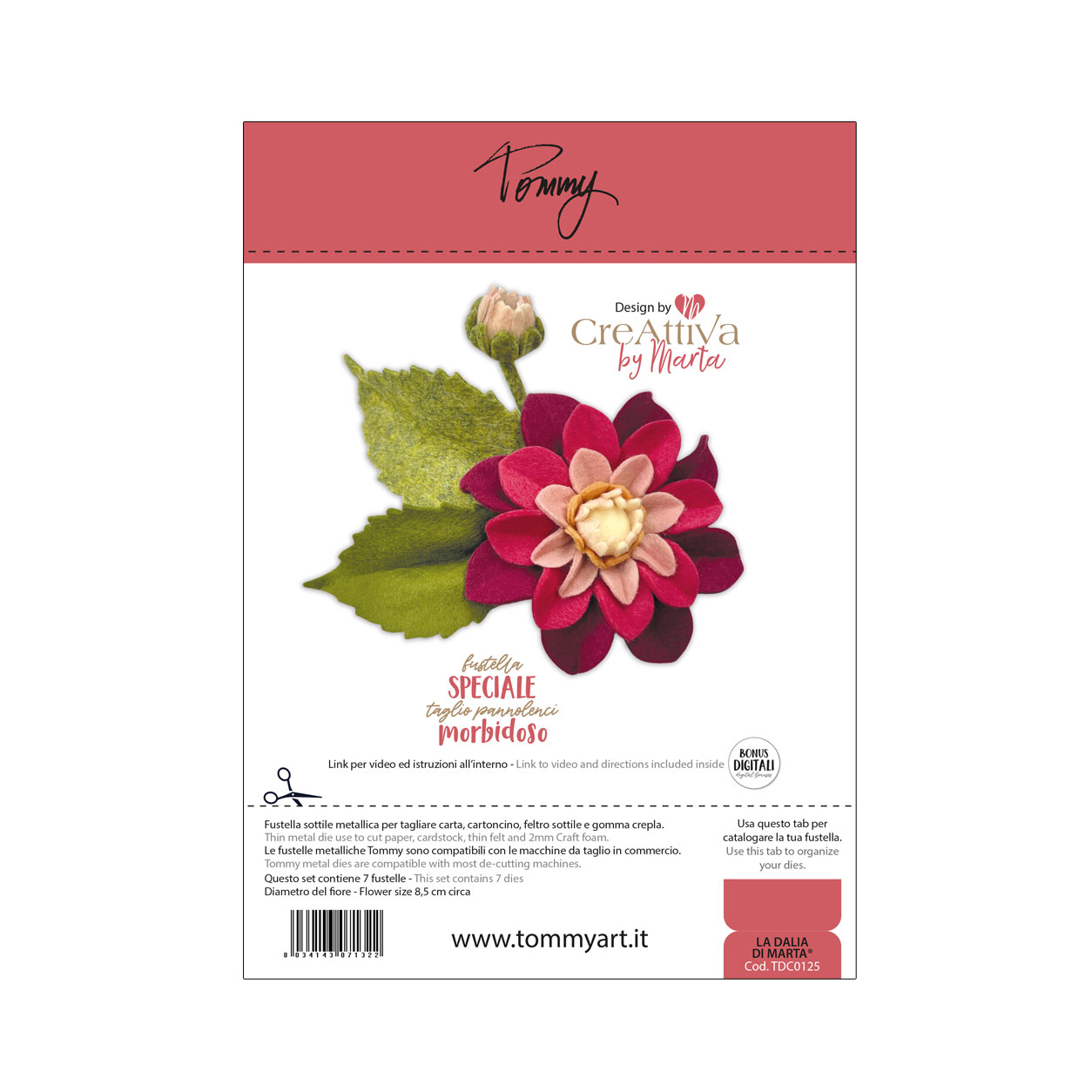 Confezione fustella fiore in feltro con foglie