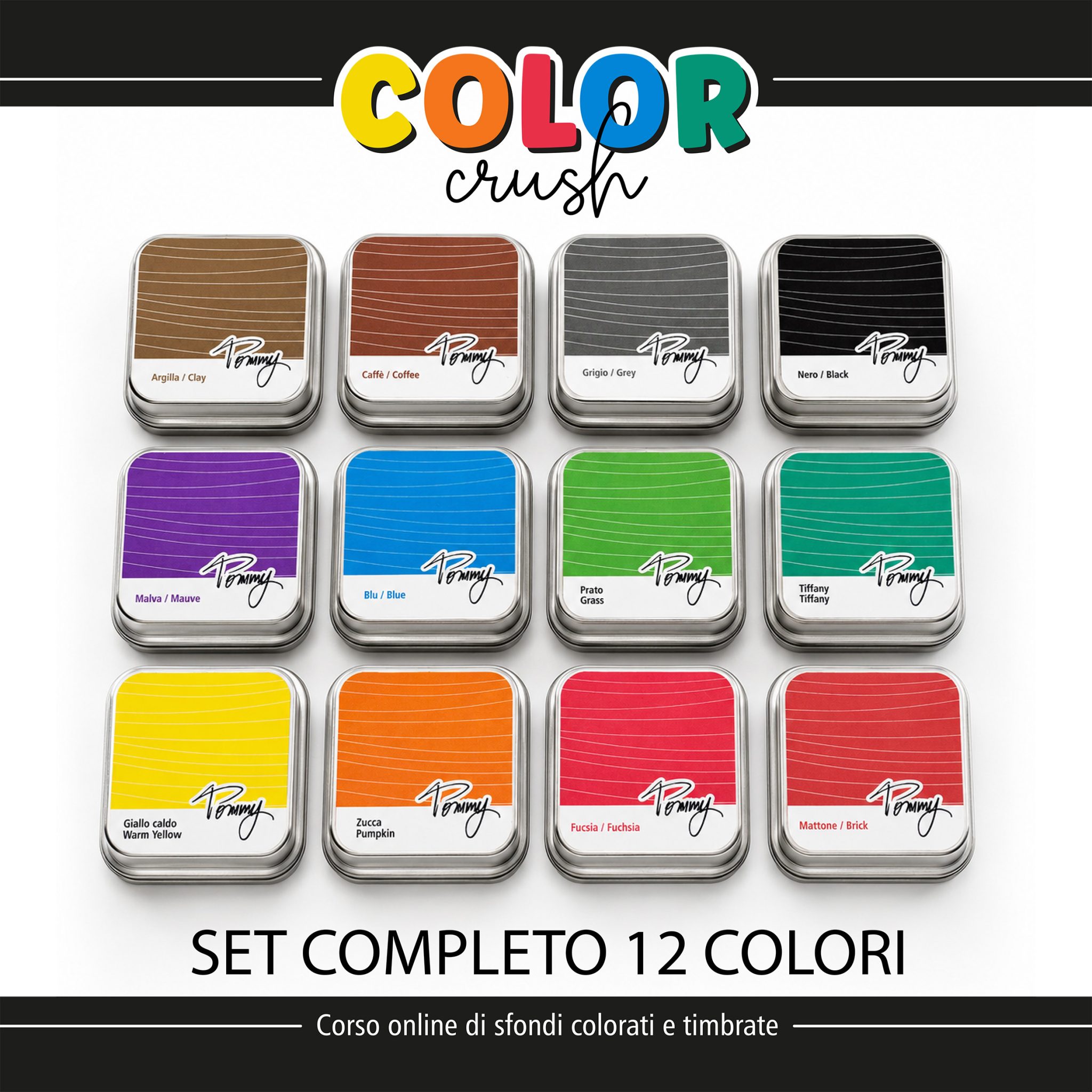 Set completo di 12 colori per timbri