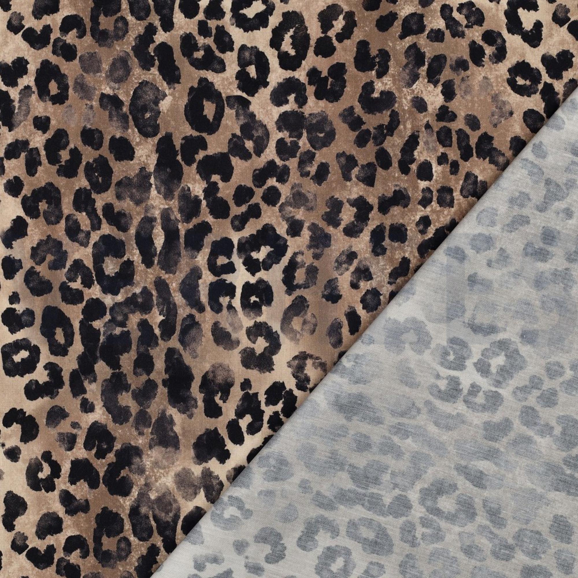 Tessuto con fantasia leopardata marrone e nera