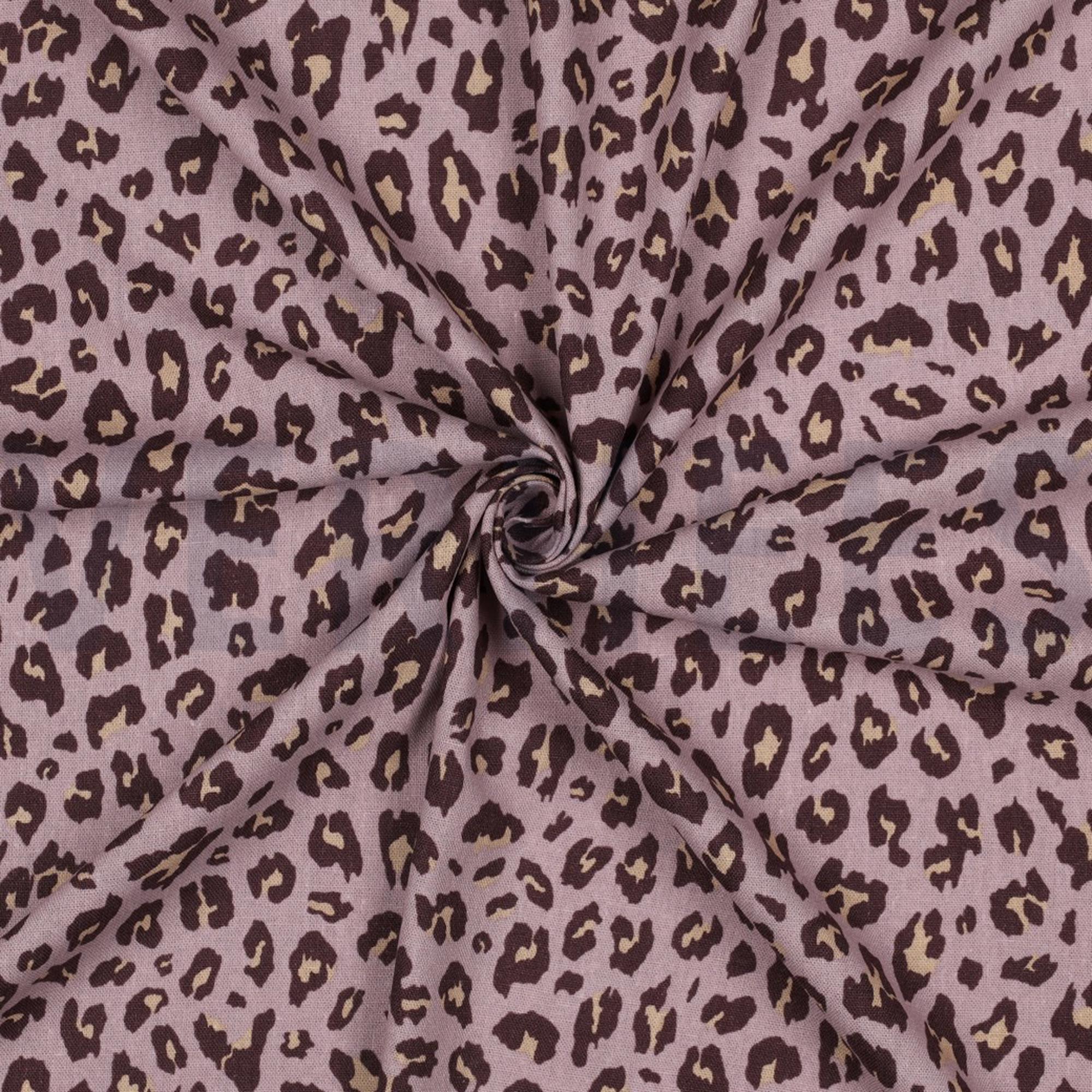 Tessuto con stampa leopardata marrone e beige