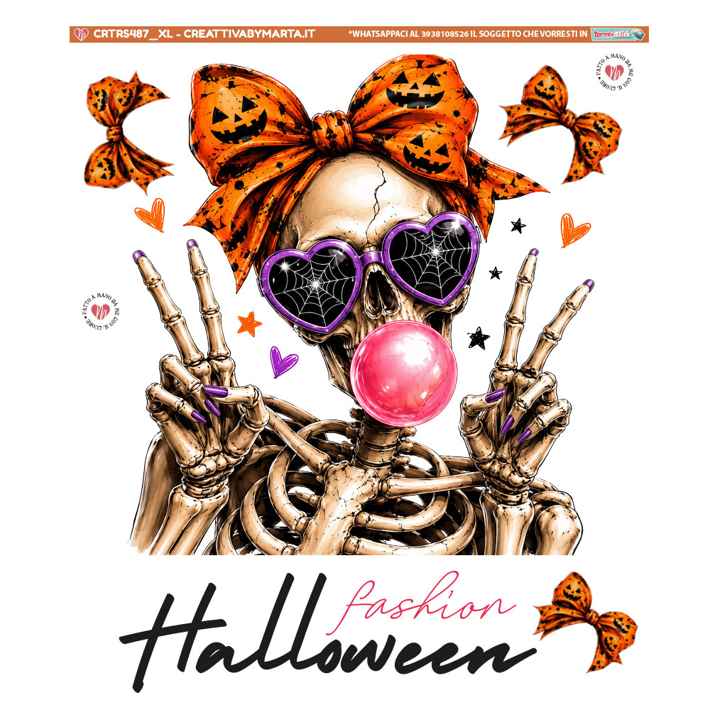 Scheletro fashion Halloween con occhiali a cuore