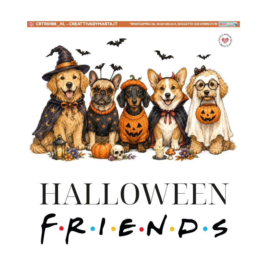 Cinque cani in costume di Halloween