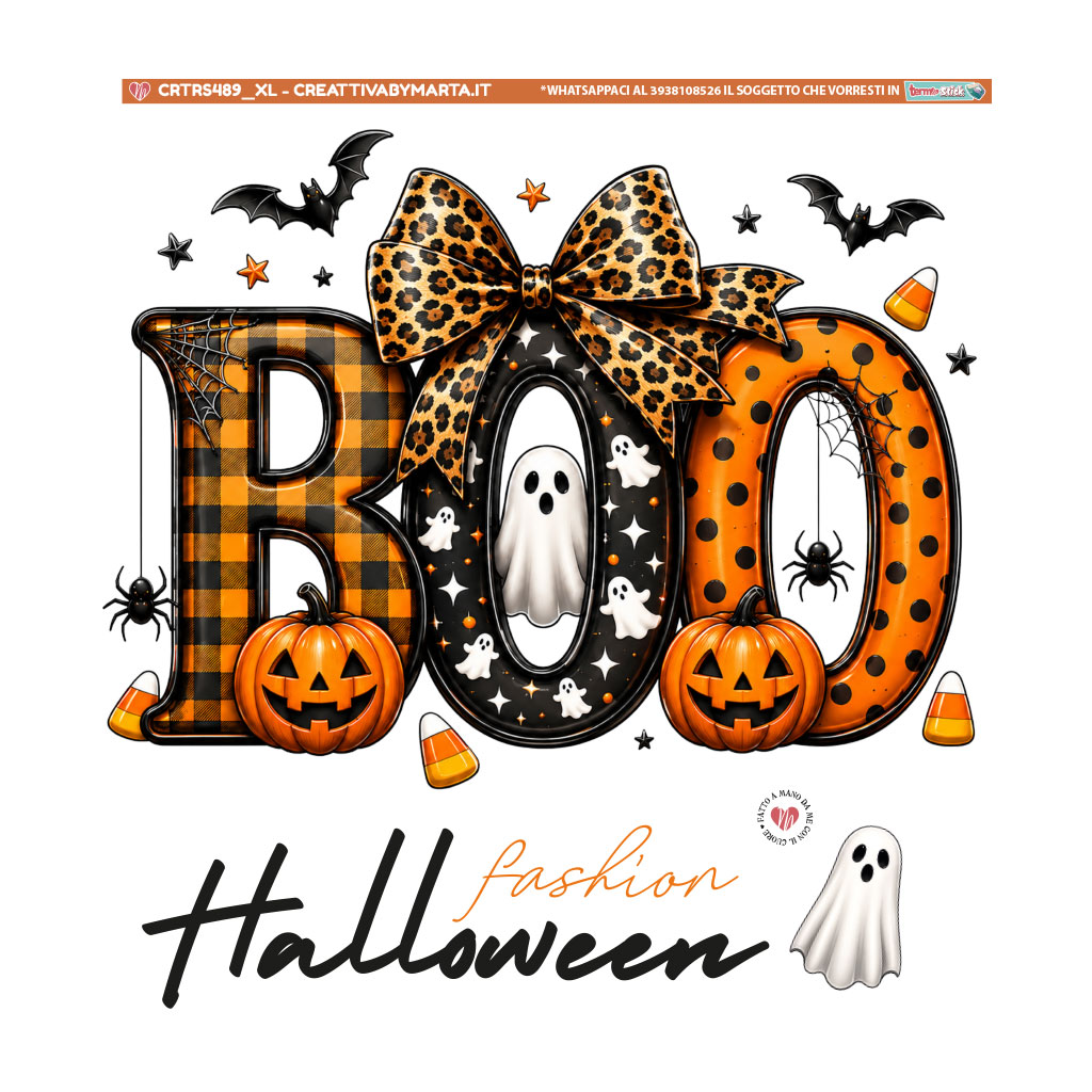 Scritta BOO decorata a tema Halloween