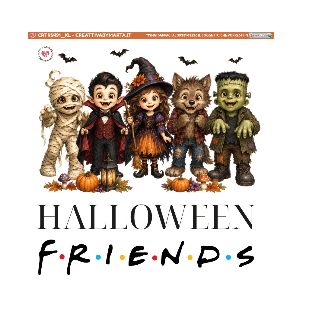 Bambini mostri di Halloween con zucche e pipistrelli