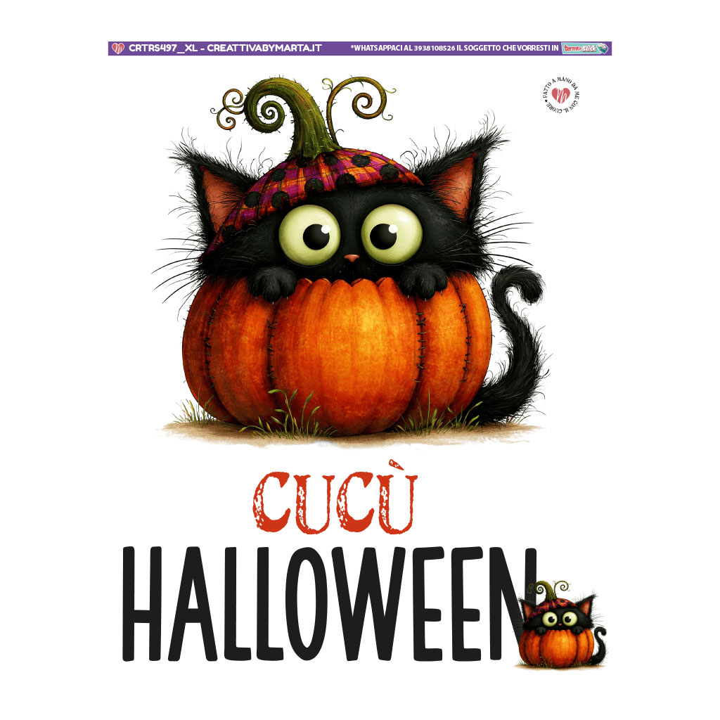 Gattino nero dentro zucca per Halloween