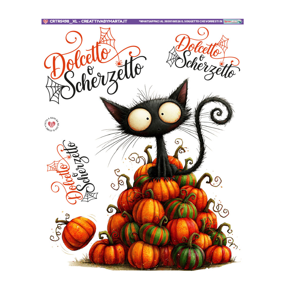Gatto nero su zucche Halloween