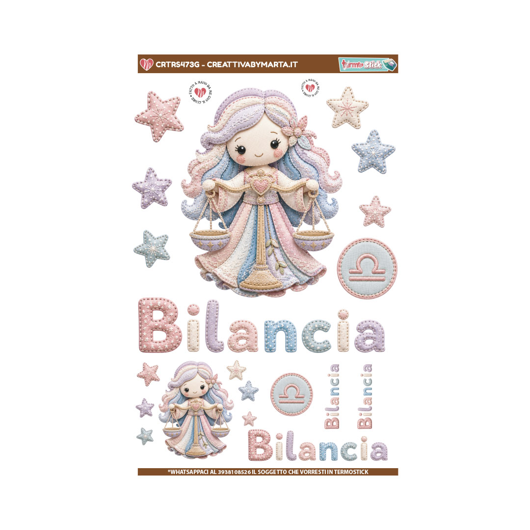 Illustrazione segno zodiacale Bilancia stile kawaii