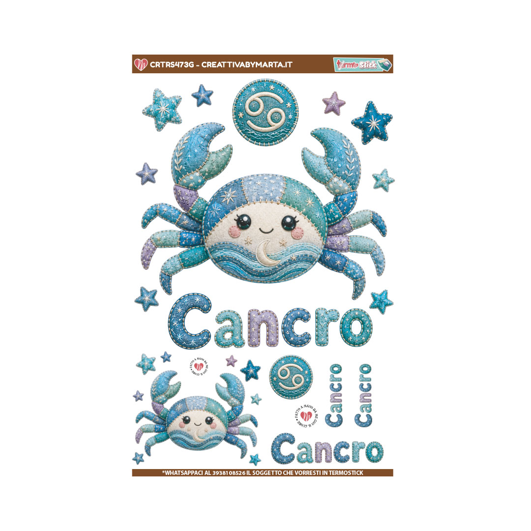 Granchio zodiacale Cancro con stelle decorative
