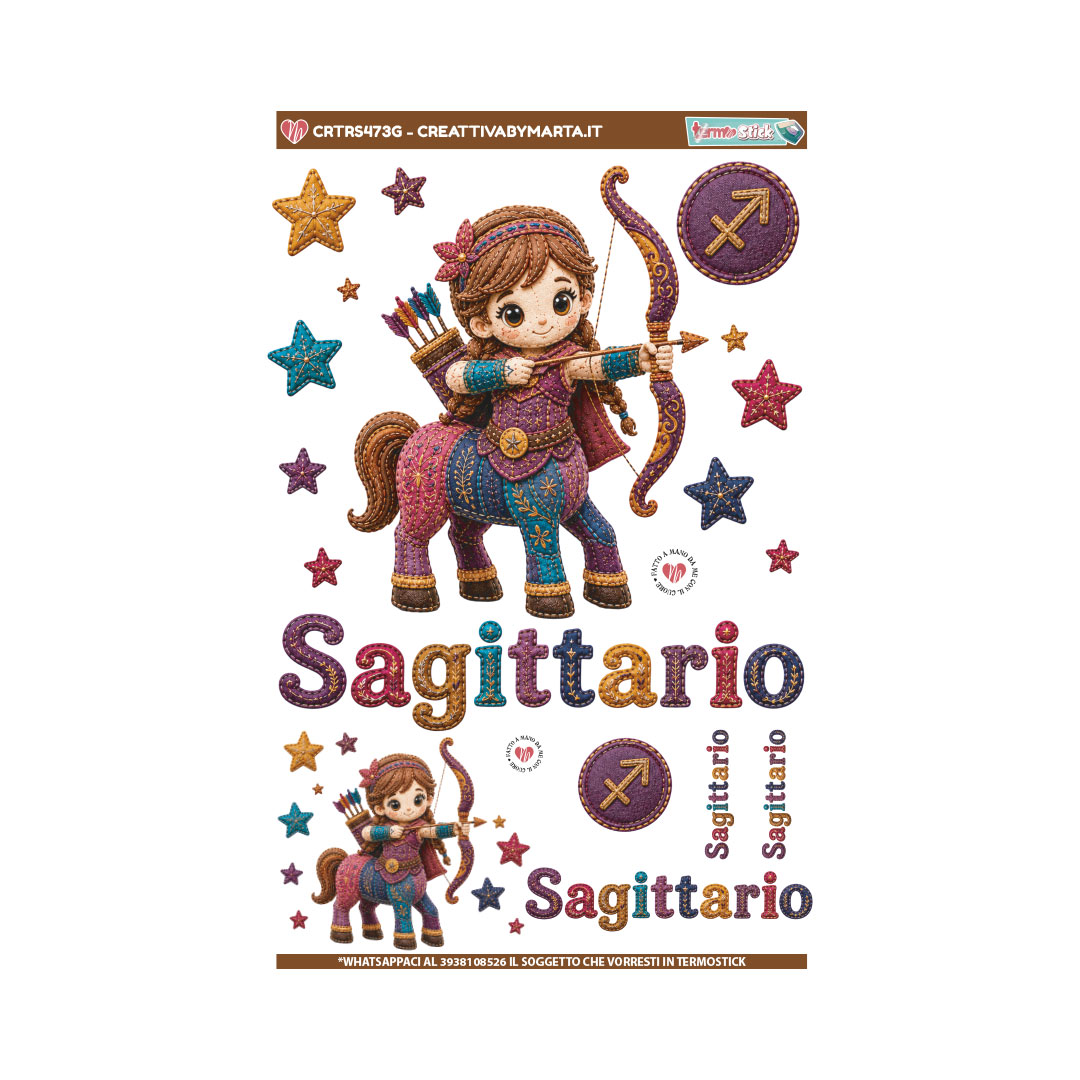 Illustrazione Sagittario centauro colorato con arco e stelle