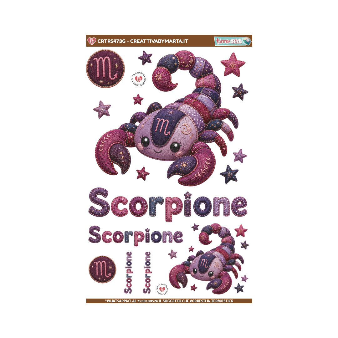 Illustrazione segno zodiacale Scorpione con scorpione viola