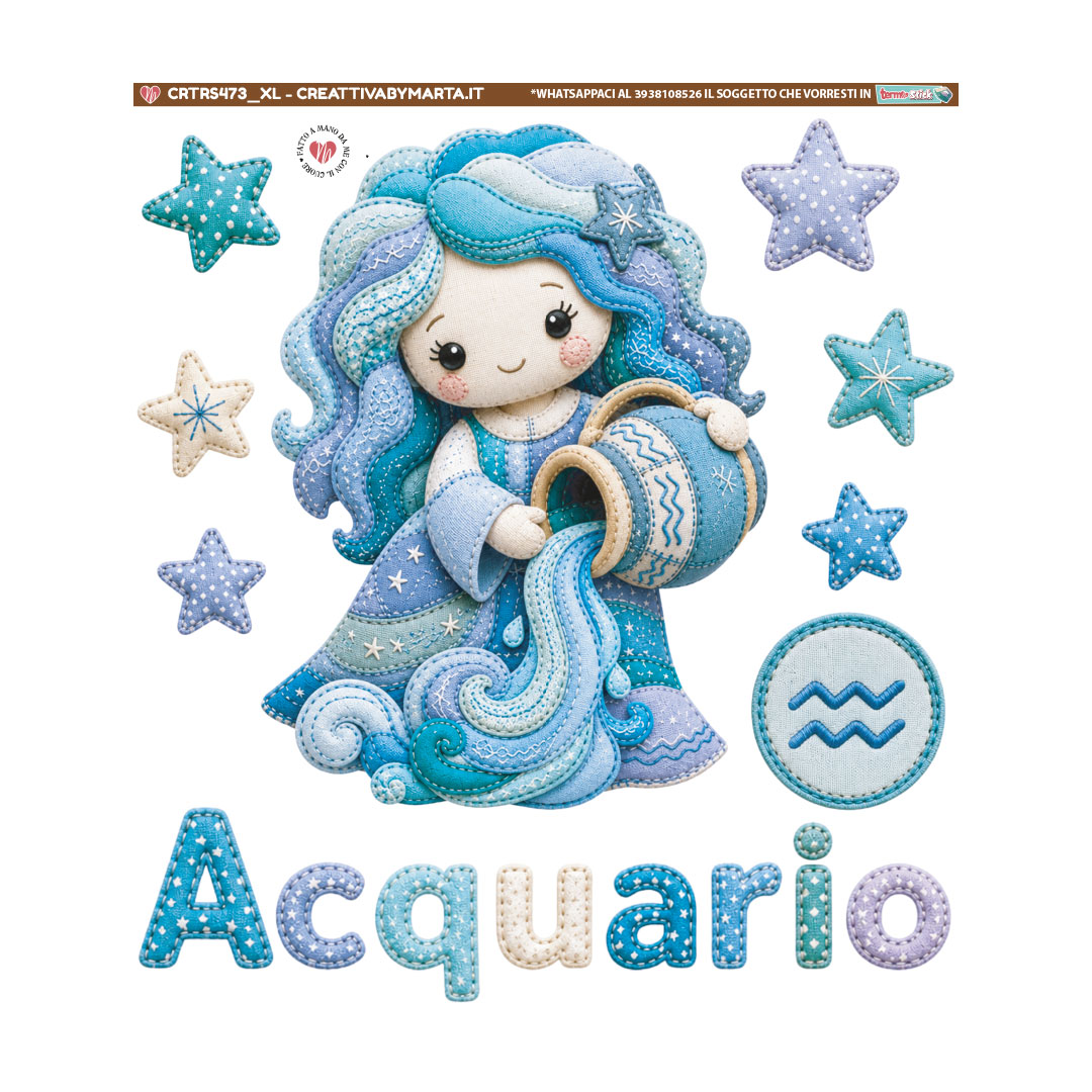 Illustrazione tessile segno zodiacale Acquario