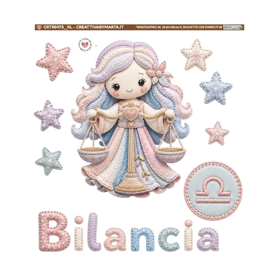 Illustrazione Bilancia zodiacale stile pastello con stelle