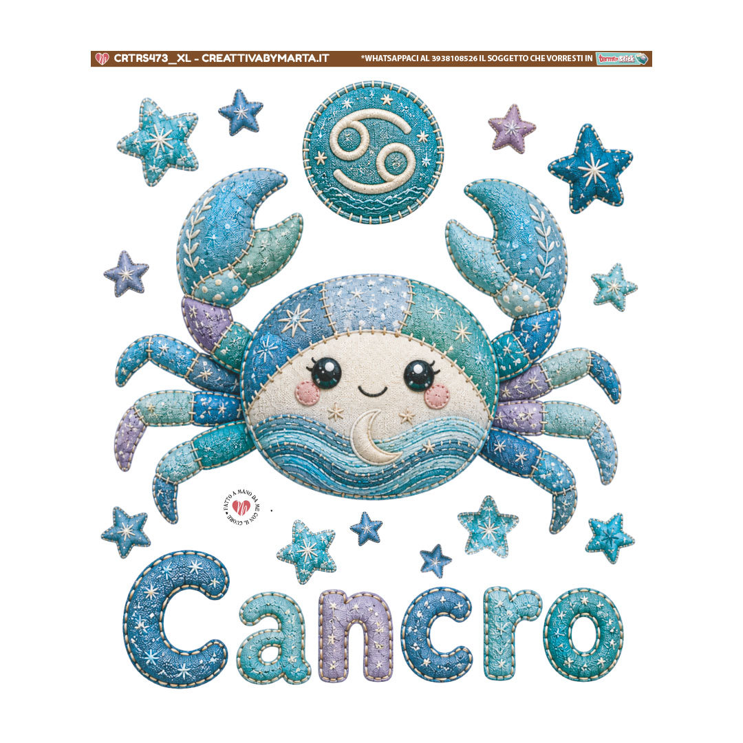 Granchio stilizzato segno zodiacale Cancro patchwork