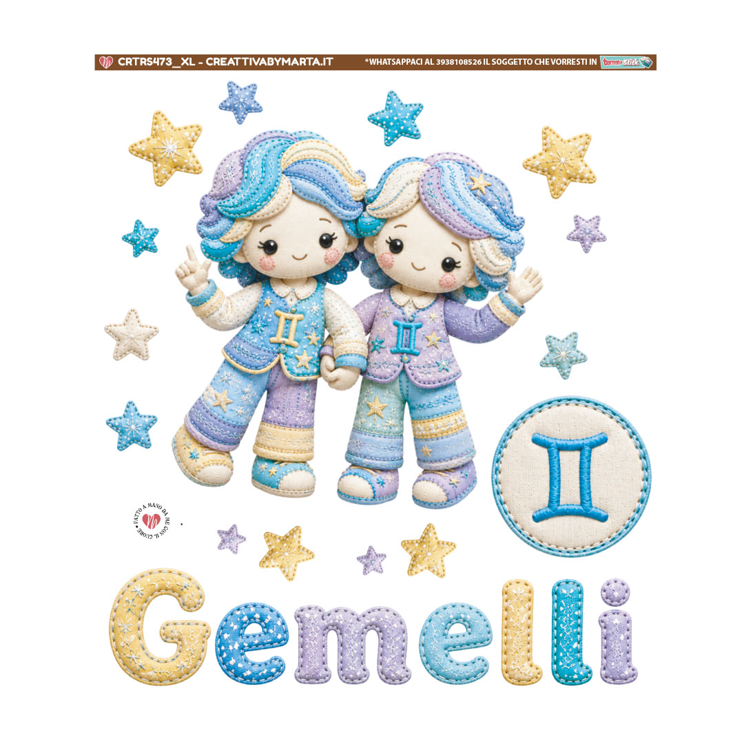 Illustrazione Gemelli zodiacali stile pastello con stelle