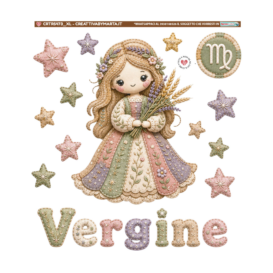 Illustrazione segno Vergine con bambina e stelle