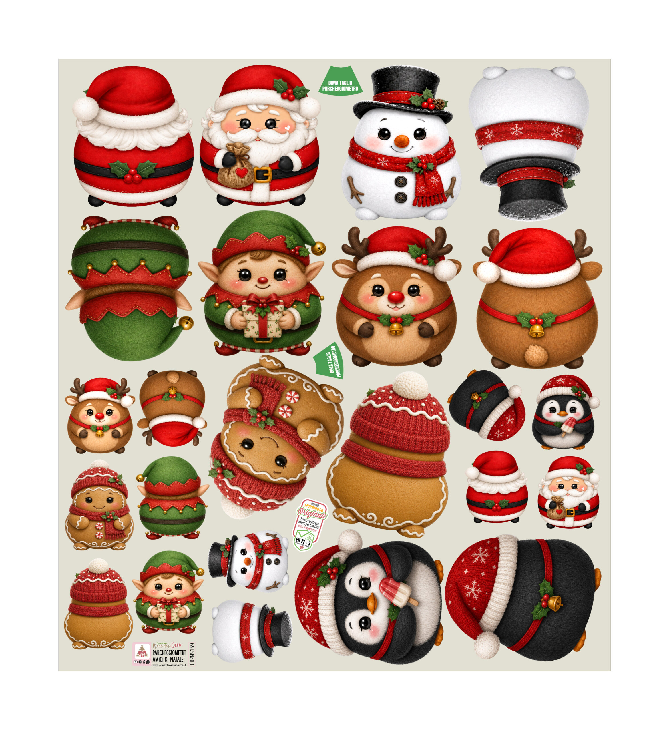 pannolenci morbidoso deco parcheggiometri amici di natale 45x50cm .. e non solo – crpms159