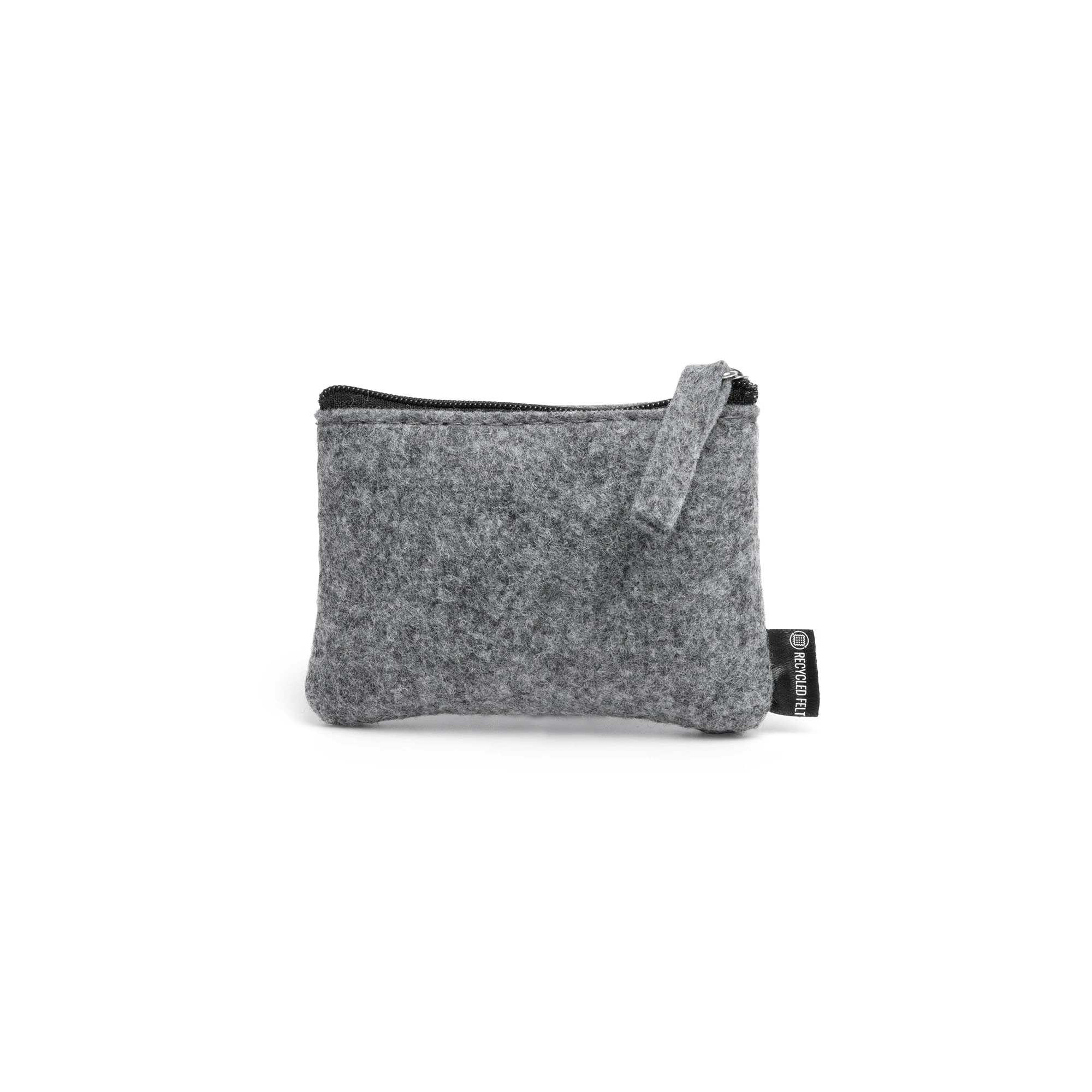 Pochette grigia in feltro riciclato con cerniera