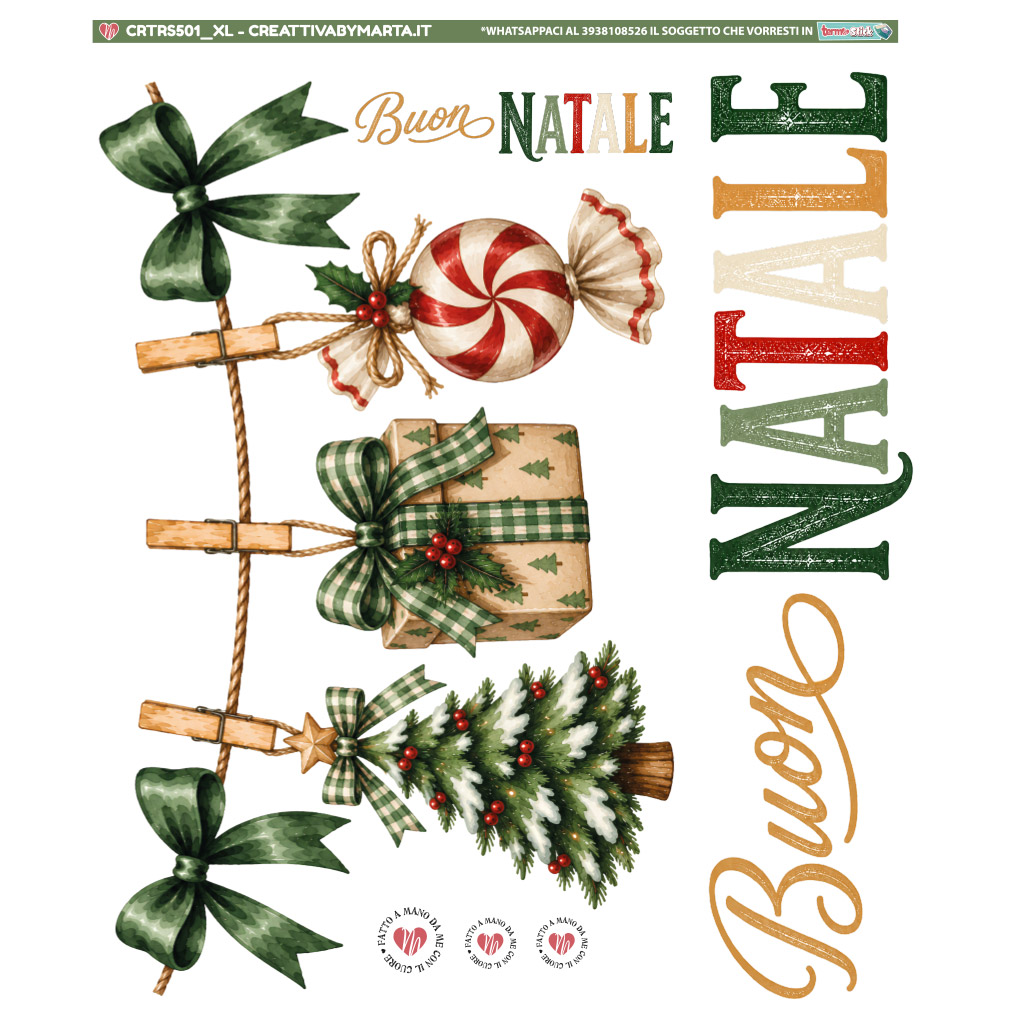 Illustrazioni natalizie vintage con regali, lecca-lecca e abete