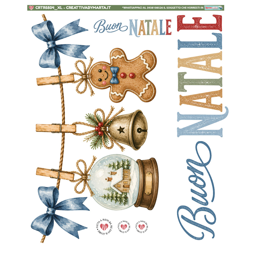 Decorazioni natalizie con omini, campana e sfera