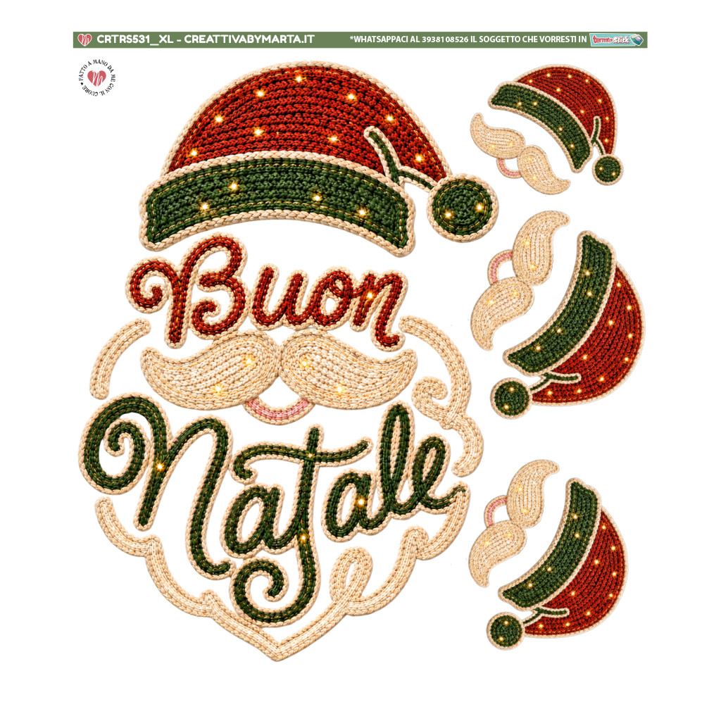 Ricamo natalizio con Babbo Natale, cappelli e baffi