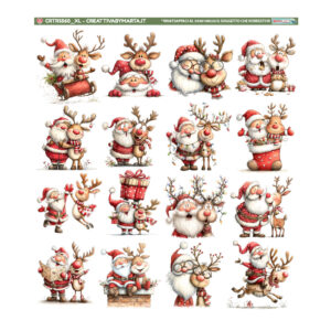 Illustrazioni natalizie di Babbo Natale e renne