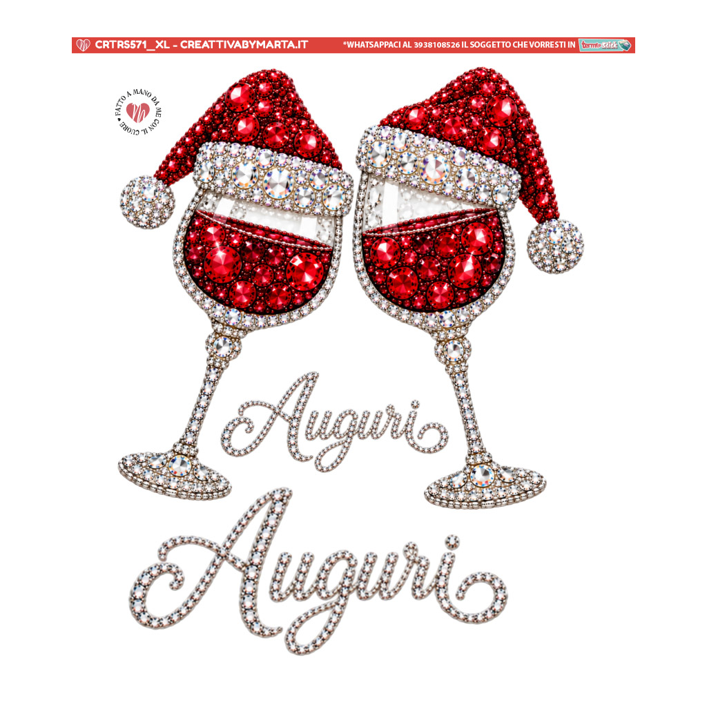 Due calici natalizi rossi con scritta Auguri